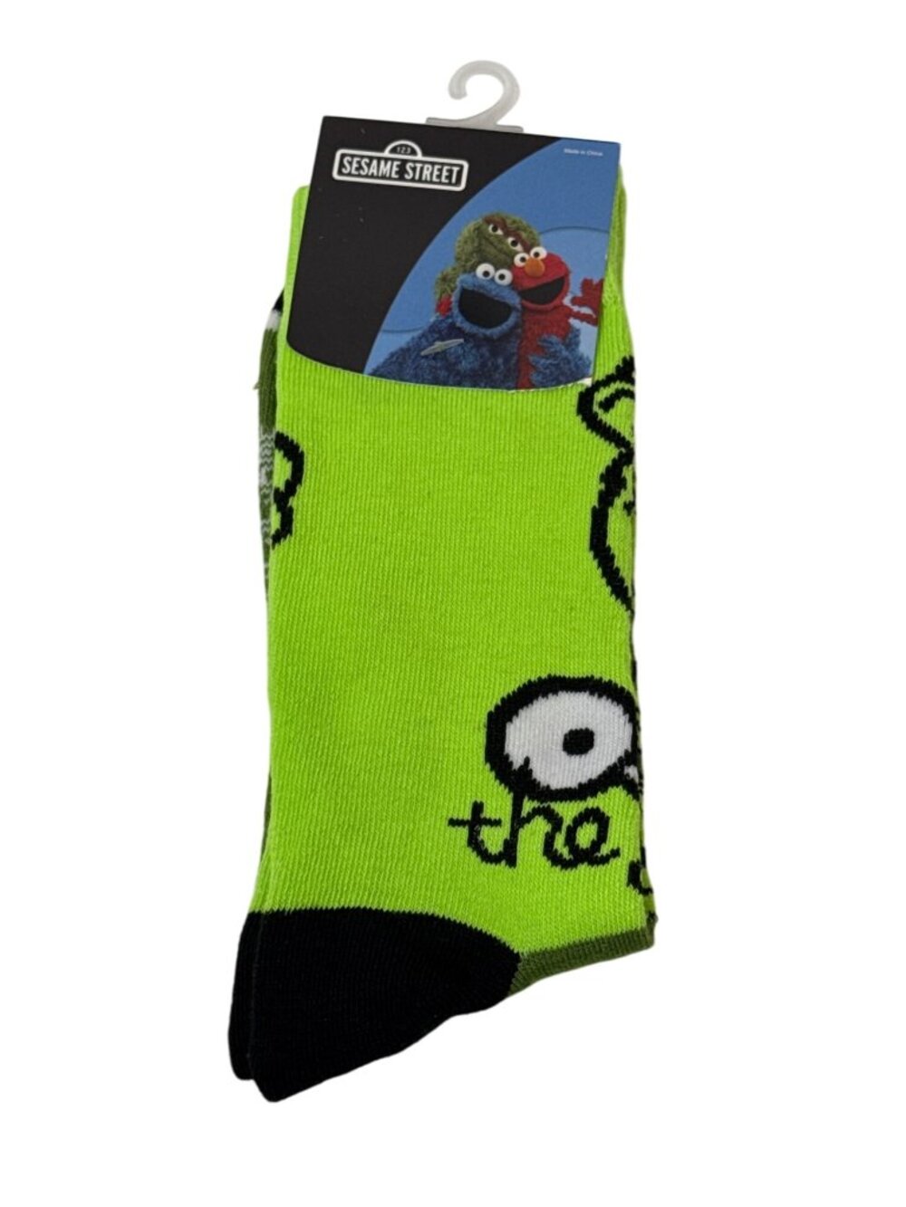 Oscar The Grouch Green Crew Socks Funny Graphic Men’s 6-12 Gift New